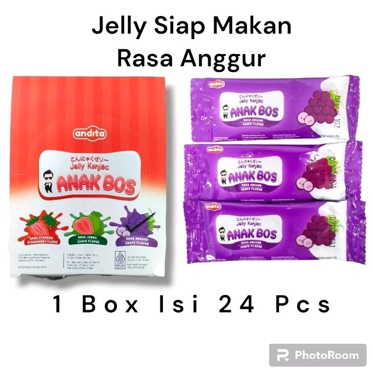 

Jelly Jeli Siap Makan Rasa Anggur Tanpa Pemanis Buatan 1Box Isi 24 Pcs