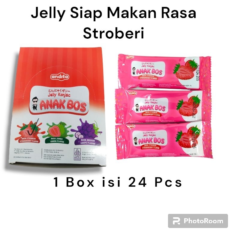 

Jelly Jeli Siap Makan Rasa Stroberi Tanpa Pemanis Buatan 1Box Isi 24Pcs
