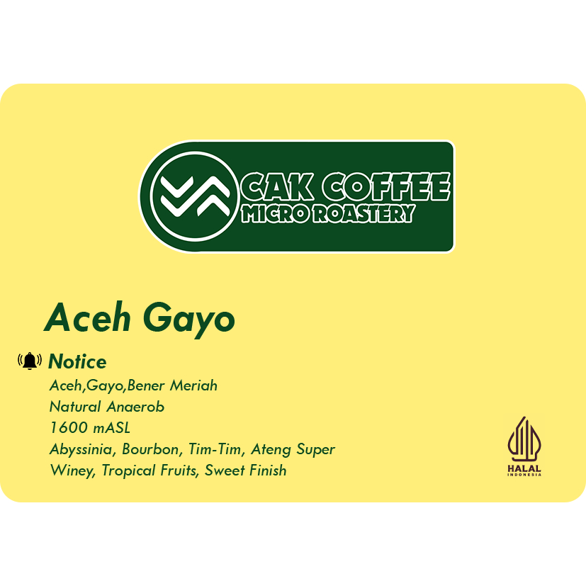 

Biji kopi Arabika Gayo Anaerob - 100 gram