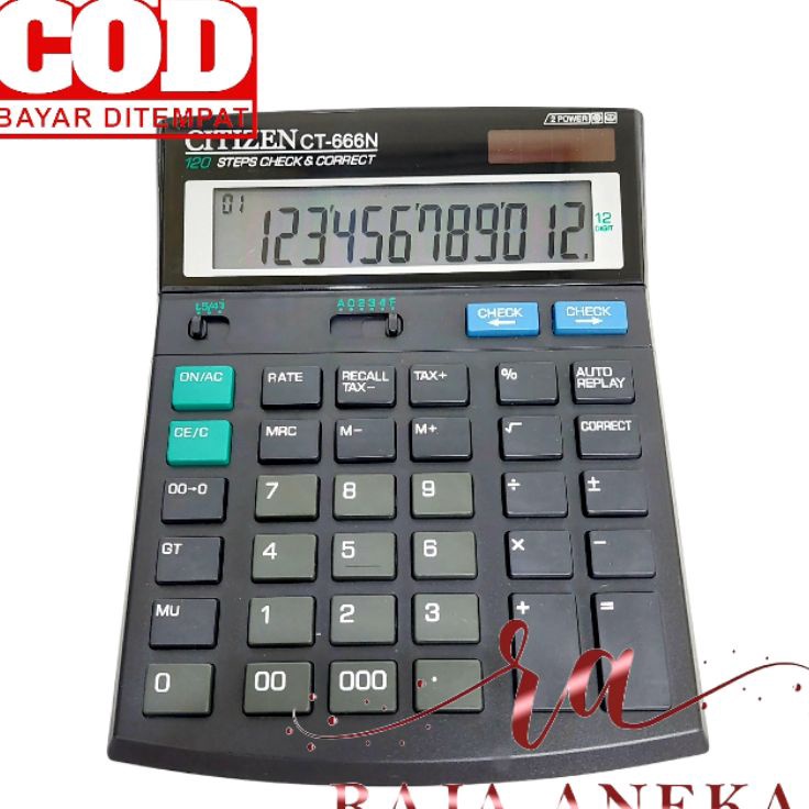 

Stok terbatas - KALKULATOR CITIZEN CT-666N CALCULATOR CEK ULANG 12 DIGIT JUMBO 000 NOL TIGA CALCULATOR 666 N