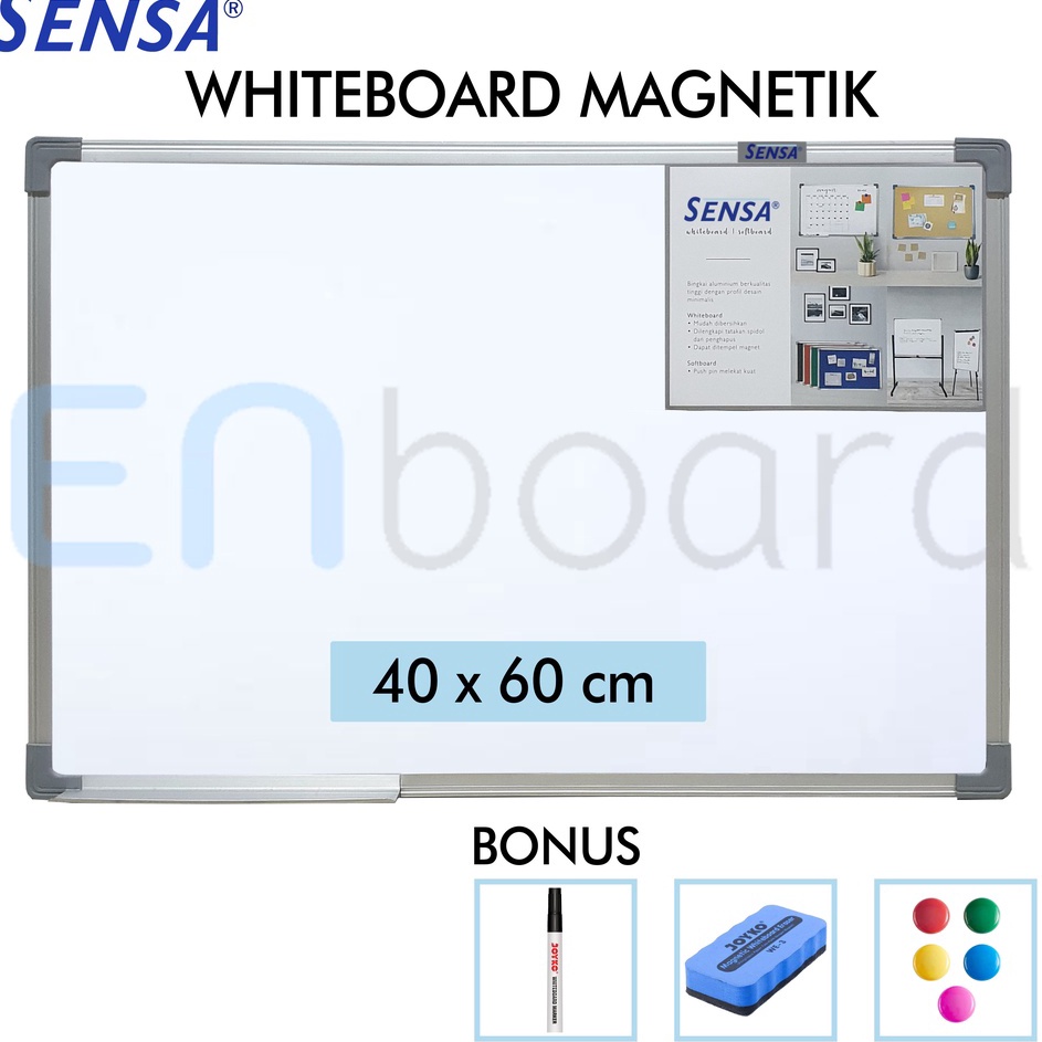 

Diskon - Papan Tulis Whiteboard / White Board Gantung Magnet Single Face Sensa 40 x 60 cm