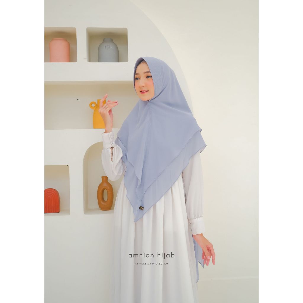 Hijab instan warna hijau wardah / Khimar Asyifa by amnion hijab dua layer