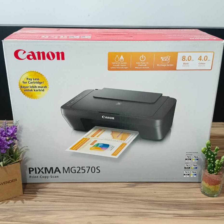 PRINTER CANON MG2570S PRINT COPY SCAN LENGKAP CATRIDGE HITAM DAN WARNA