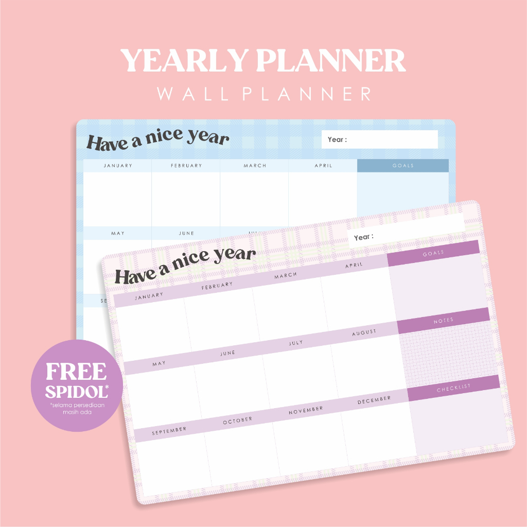 

Wall Planner | Yearly Planner | Free Spidol | A3 A4 Reusable Wipe & clean | By Yuyu