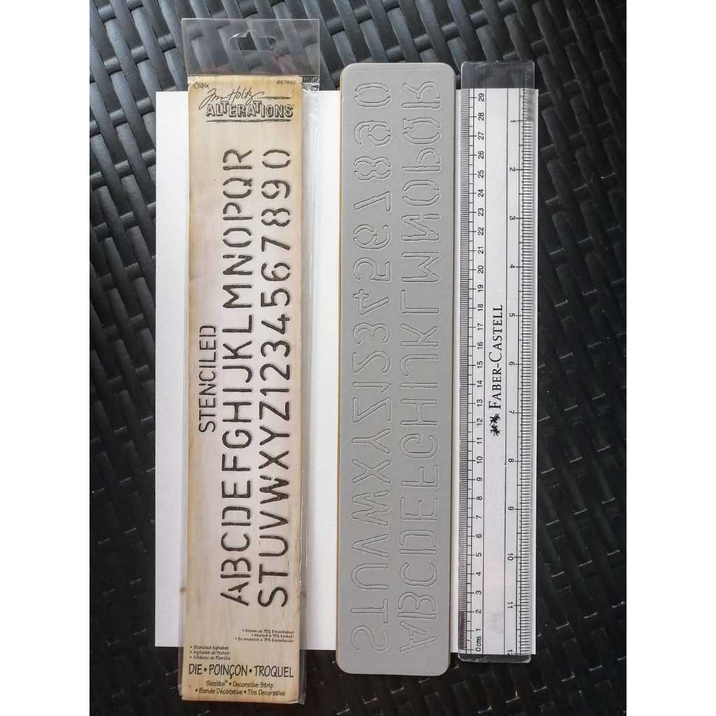 

Cutting Dies - Stencilled Alphabets Sizzix Sizzlits Decorative Strip by Tim Holtz