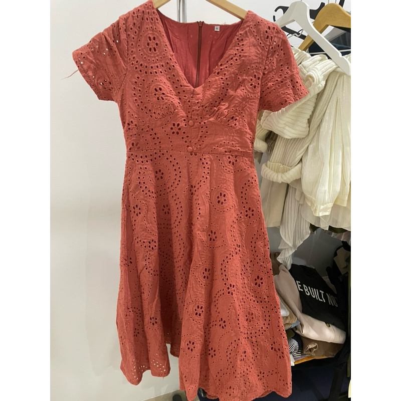 PRELOVED lollie story dress orange merah renda lace