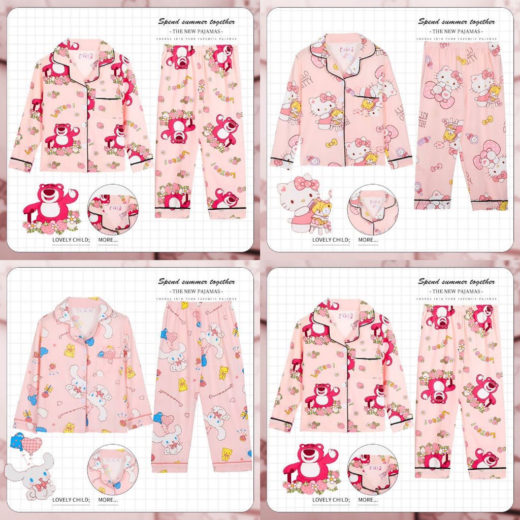 Piyama baju tidur anak perempuan / baju tidur / baju tidur hellokitty / baju tidur cinnamoroll / baj