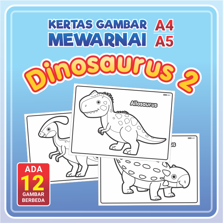 

Kertas Mewarnai A4 / A5 - DINOSAURUS 2 / Coloring Sheet Anak PAUD TK Edukatif