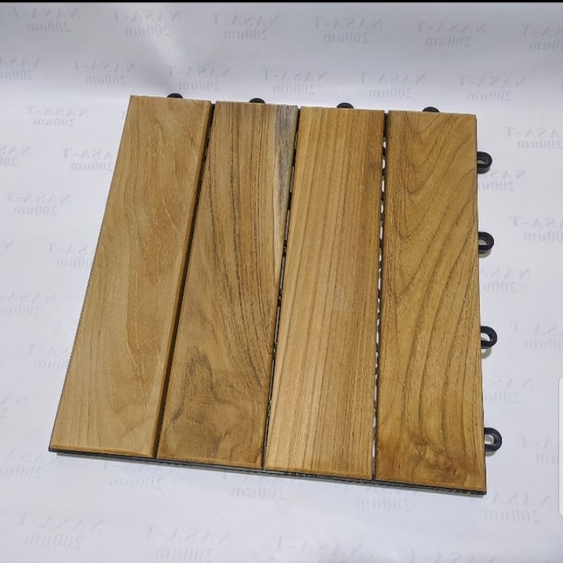 Dacking Lantai Kayu Baris 4 Kayu Jati Natural Parket alas lantai kayu