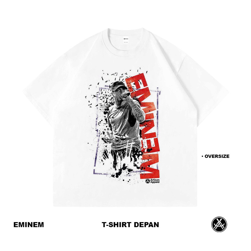 Artisan T-Shirt Eminem Kaos Oversize Putih Katun Combed