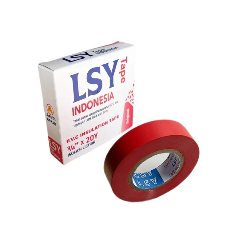 

isolasi listrik original LSY TAPE / PVC solasi kabel warna merah ( CBM )