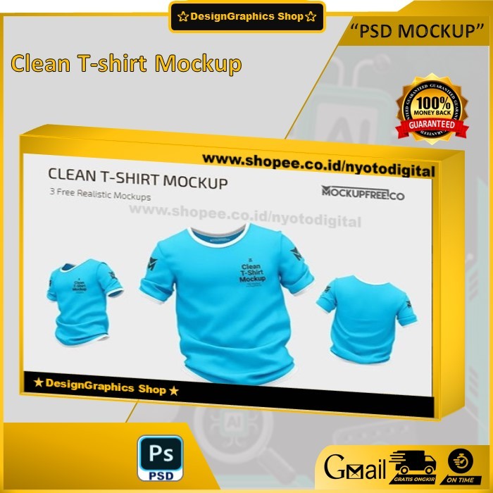 Mockup Kaos Bola Format Photoshop PSD Clean T-shirt Mockup