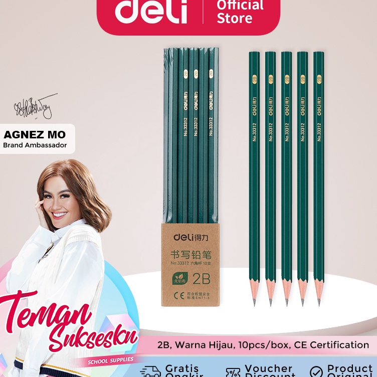 

Model Baru Deli Pensil Kayu HB/2B 10pcs/Box 33312