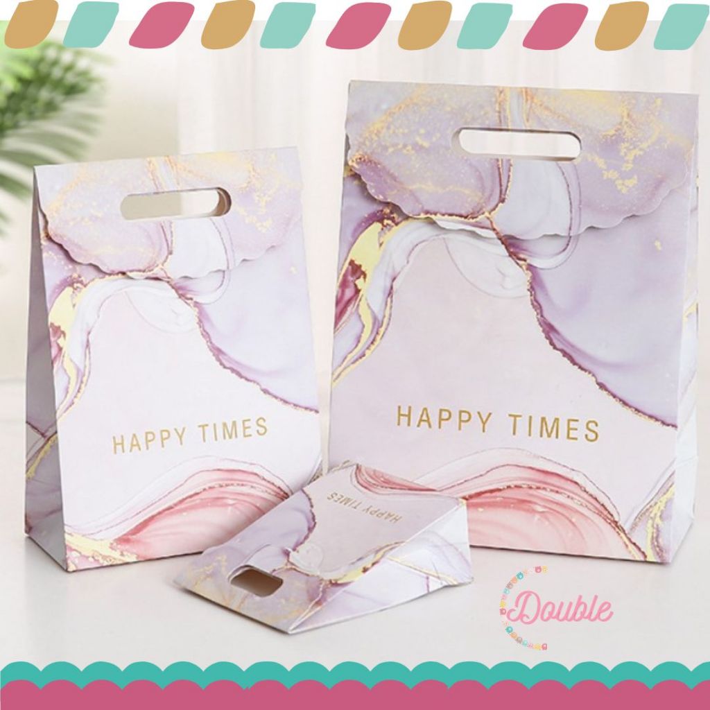 

Paperbag Pembungkus Kado Tutup Atas Gift Bag Tas Hadiah Exclusive Happy Sweet Time Marble Ungu Premium