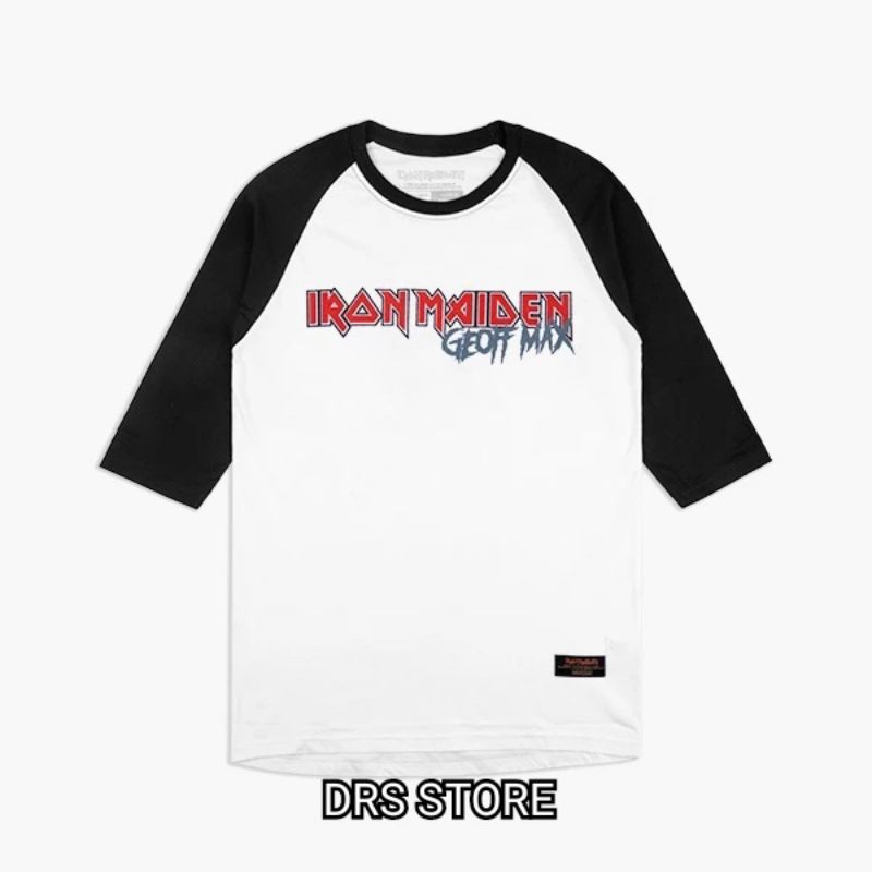 DRS STORE Geoff Max X Iron Maiden - Maidmax Raglan White Black | T-Shirt | Kaos | Raglan | Kaos Pria