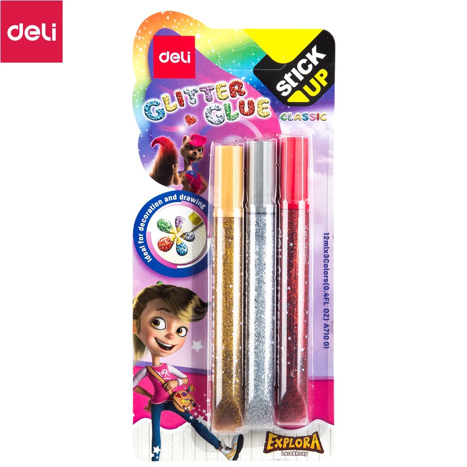 

Best Seller Deli Lem Glitter Klasik untuk aplikasi pada banyak jenis bahan, Seri Explora 12ml 3/6 Warna EA71001