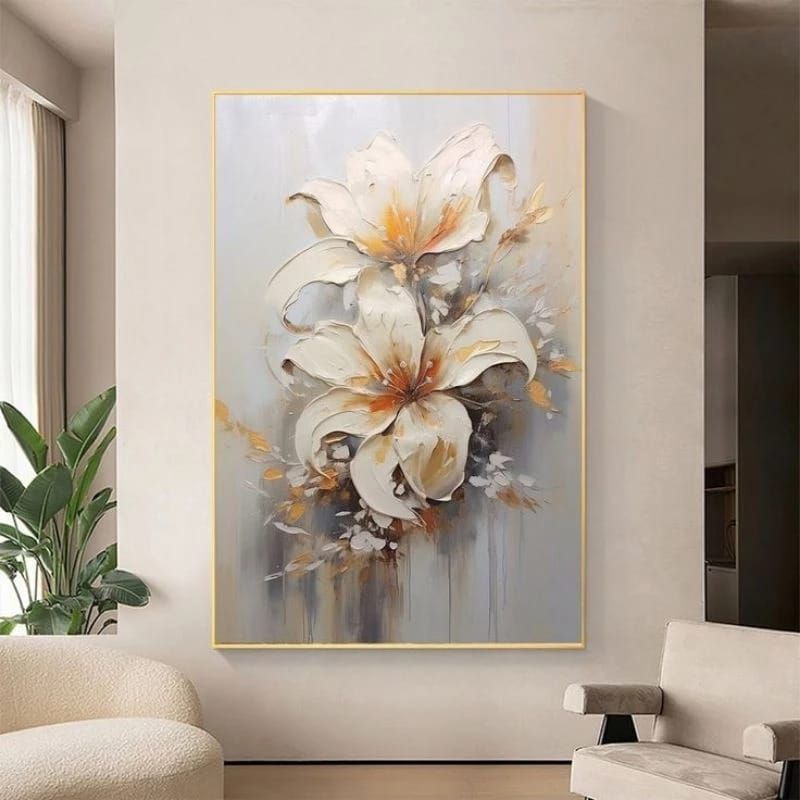 Lukisan dinding bunga lily modern art