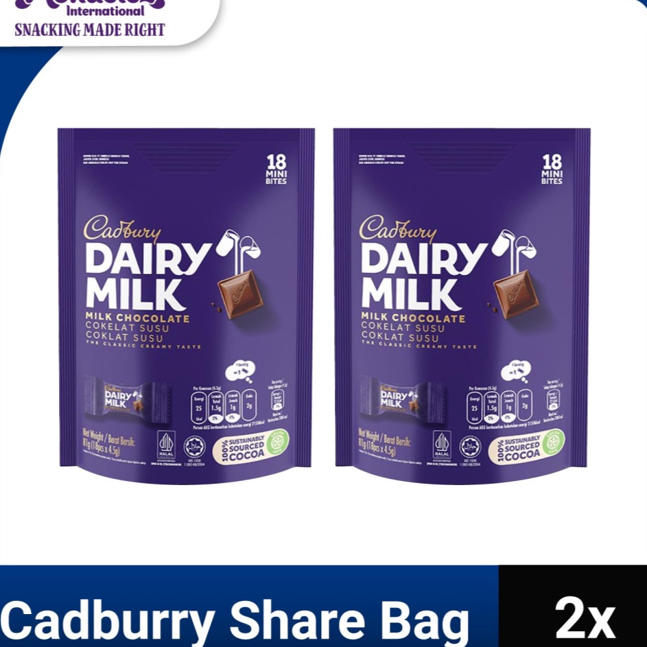 

Kode RAP057 Cadbury Dairy Milk Cokelat Sharebag Isi 18 x 2