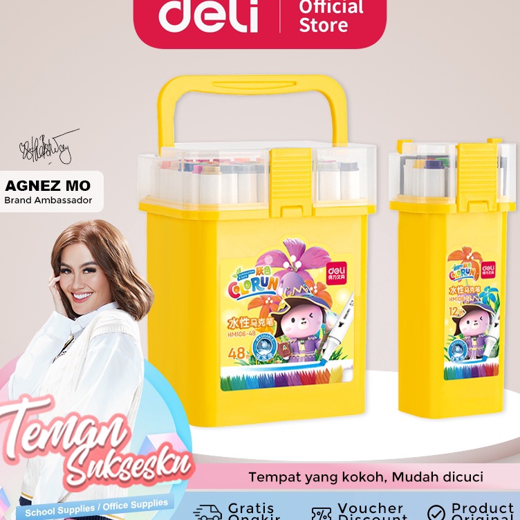 

Ready Stok Deli Water-based Sketch Marker / Spidol Warna Dual Tip 12 24 36 48 60 Warna HM106