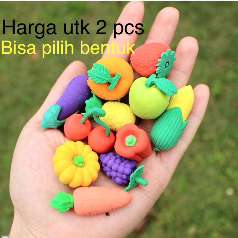 

mainan penghapus buah dan sayuran utk bermain sensory play, hiasan, penghapus, dsb