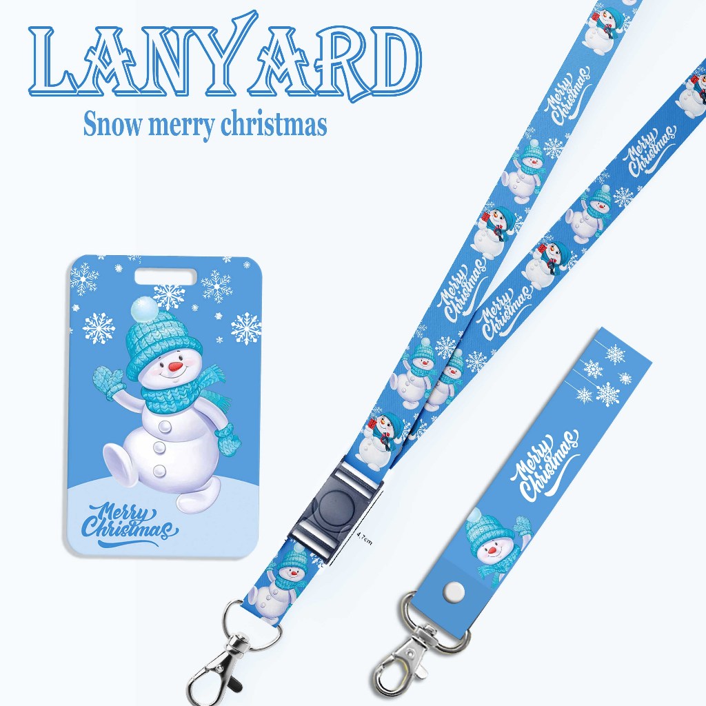 

STRAP LANYARD CARD HOLDER Snow Merry Christmas Gantungan Kunci, Handphone, ID Card