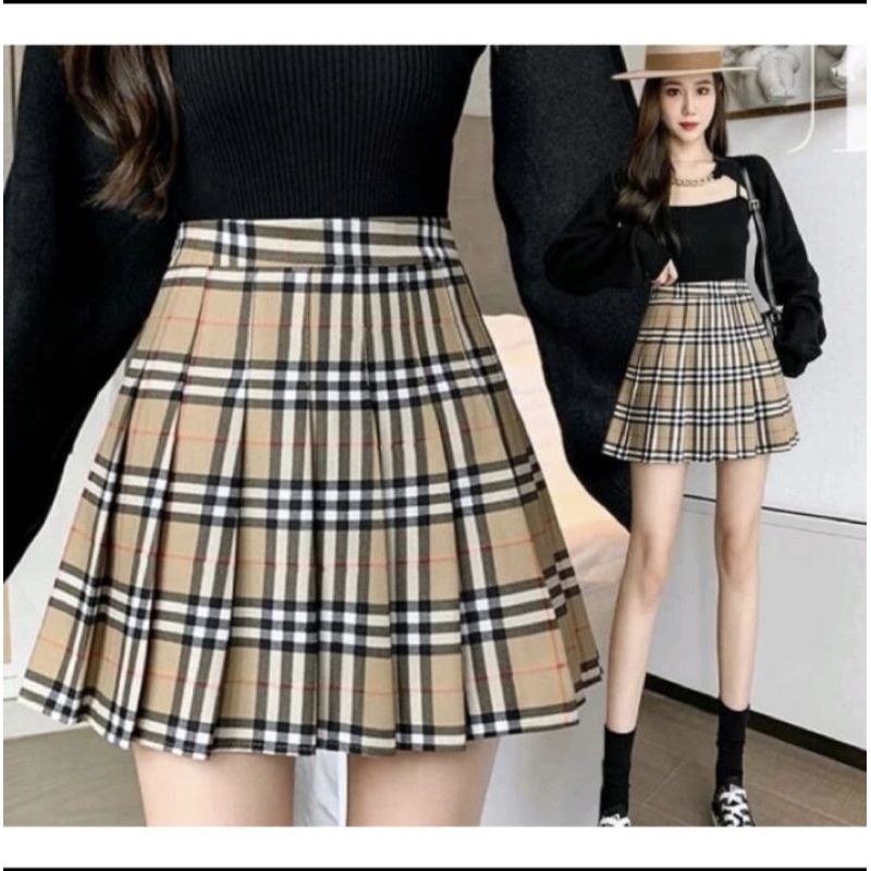 ROK PENDEK ROK MINI MOTIF KOTAK ROK MINI KOREAN SKIRT