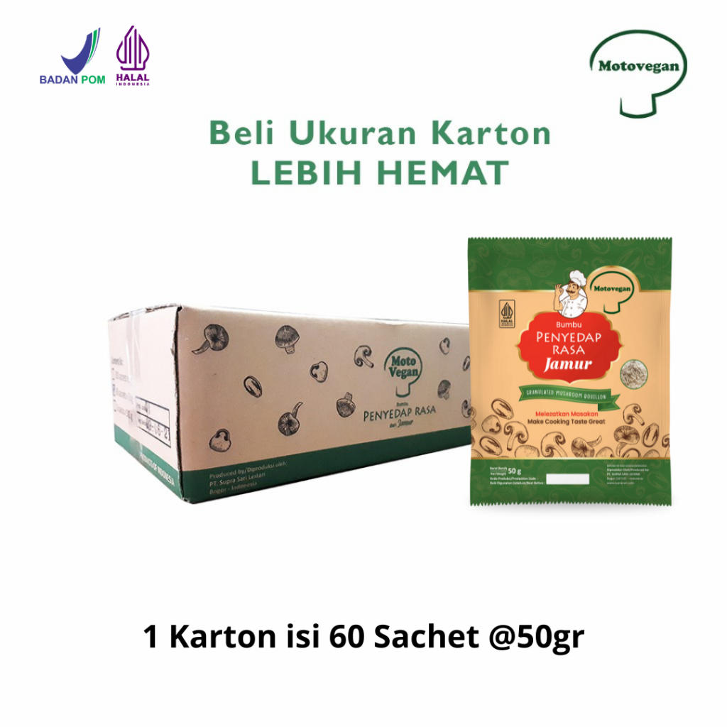 

1 Karton Motovegan Kaldu Jamur Non MSG 50gr