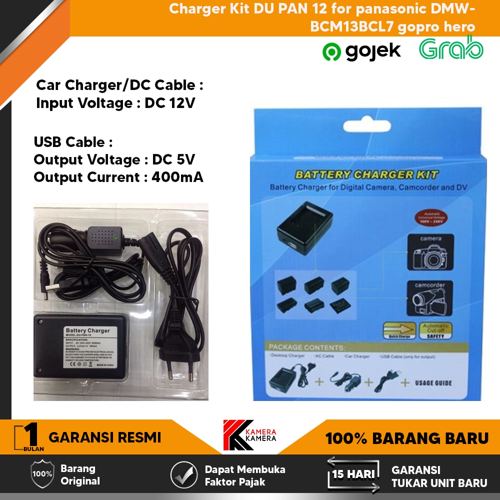 Charger Kit DU PAN 12 for panasonic DMW-BCM13BCL7 gopro hero