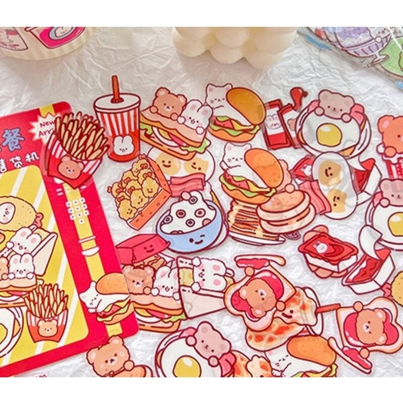 

40pcs Stiker S02 kartun dekorasi mesin makanan minuman jepang sushi bento ramen