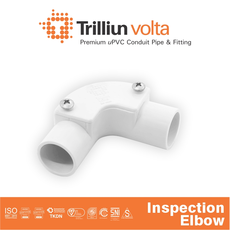 Fitting Pipa uPVC Conduit Trilliunvolta Inspection Elbow