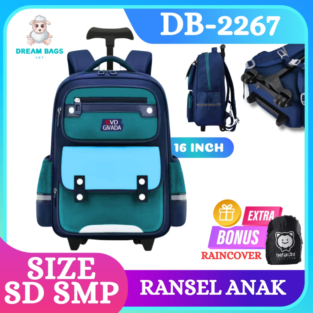 Tas Troli Anak Laki Perempuan SD SMP Terbaru - Tas Dorong Anak - Tas Koper - Tas Ransel Troli Anak S
