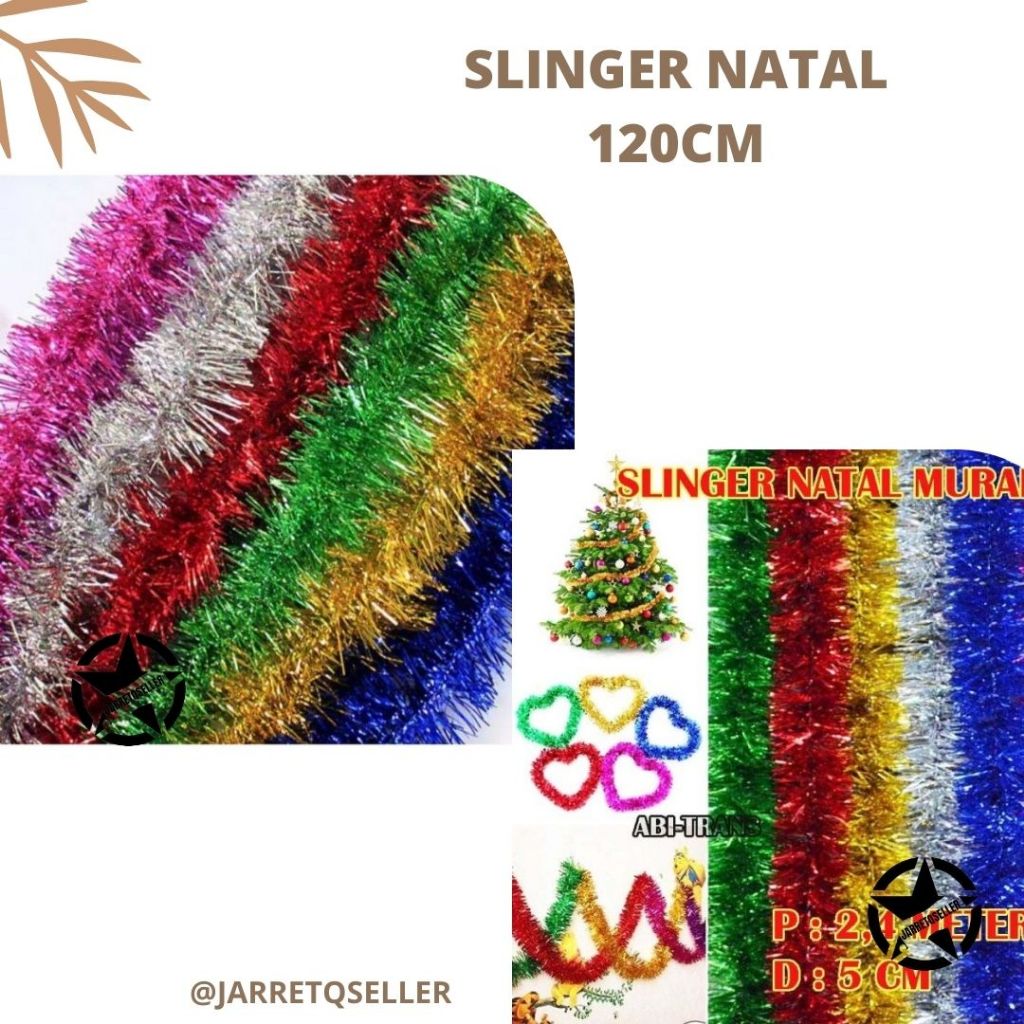 SLINGER NATAL || Hiasan Natal Slinger Tinsel || Slinger Kecil Diameter 4CM || Rumbai Pesta  || Sling