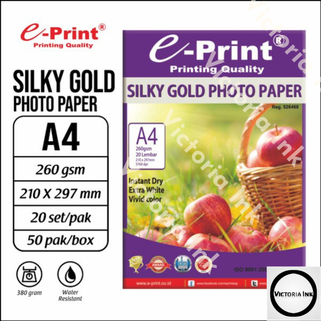 

Kertas Foto Eprint Silky Gold Bertekstur Kulit Jeruk Photo Eprint SIlky A4