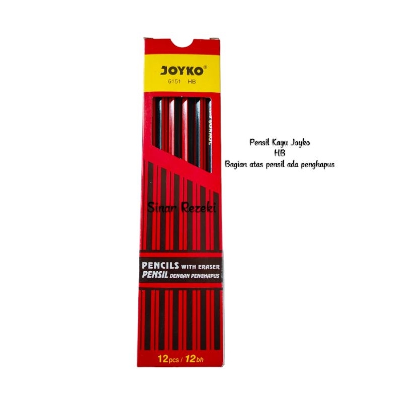 

12buah!! Pensil kayu HB joyko/pensil HB/pensil kayu penghapus HB