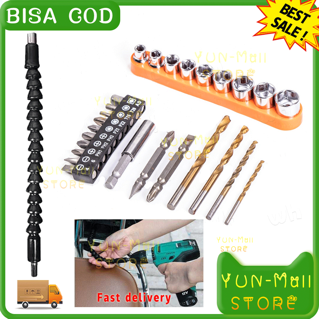 YUN Mall Alat Perangkat Keras Aksesori Bor Listrik Aksesori Bor Listrik Poros Fleksibel Universal Se
