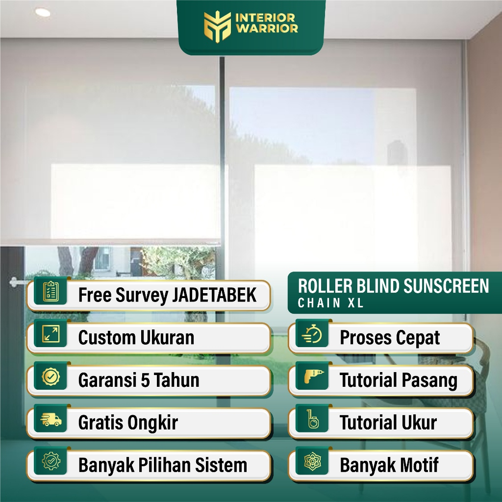 Roller Blind Outdoor Roller Blind Sunscreen / Manual Chain XL Rantai Besar / Rantai Kecil / Sharp Po
