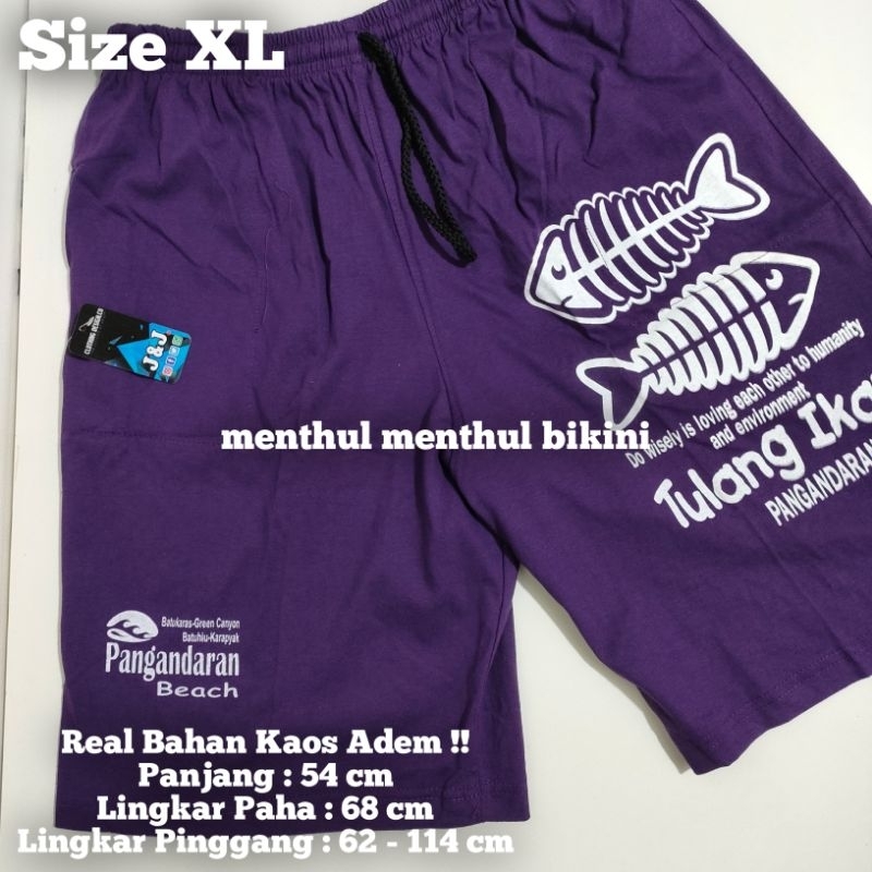 jumbo Size XL Celana Pendek Pria Kolor Santai Bahan Kaos Adem Bigsize kolor pangandaran Menthul