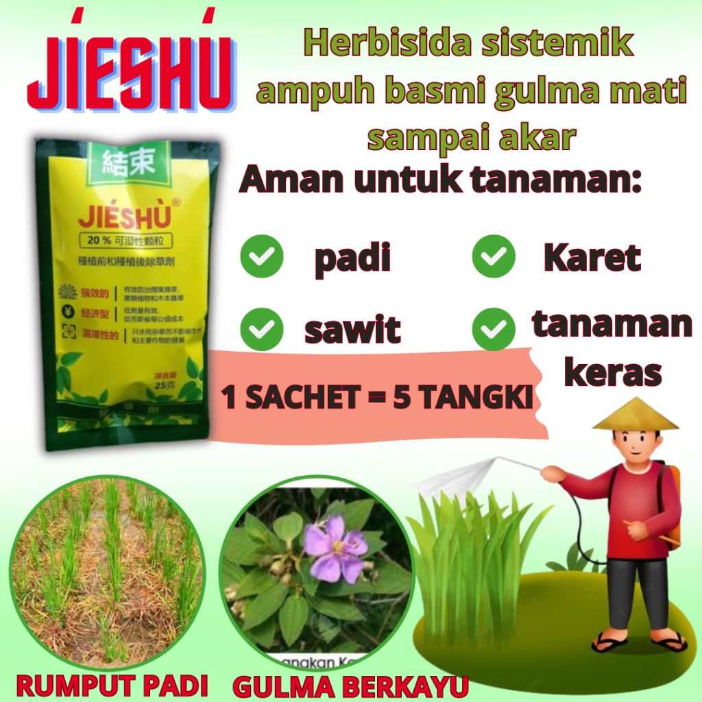 Jieshu Racun Pembasmi Rumput Selektif Aman Bagi Tanaman Padi Sawit Karet