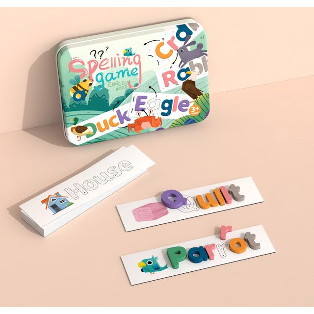 Kaison Kingdom - Kids Toddler Wooden English Alphabet Letter ABC Learning with Flash Card - Mainan K
