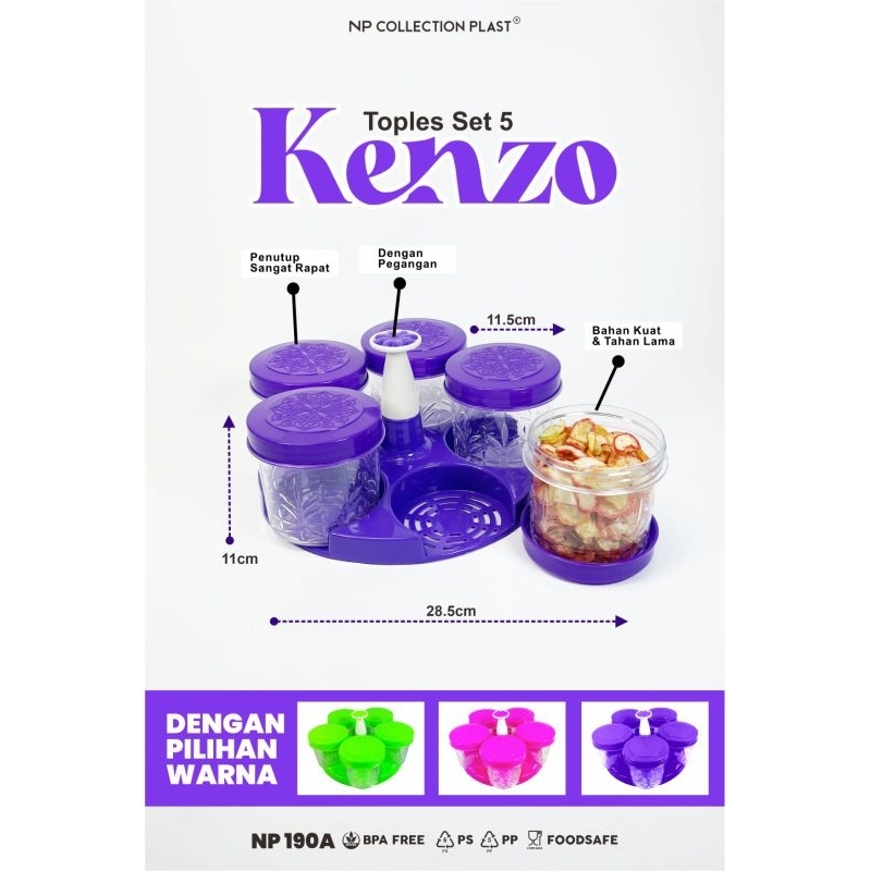 Toples Kenzo NP + Tatakan 5 Set / Toples Akhrilik Tebal
