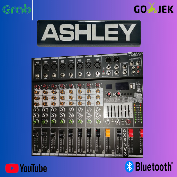 MIXER ASHLEY AX8N V3 / AX 8N V3 BLUETOOTH  8 CHANNEL 8 MONO DIGITAL DISPLAY MP3