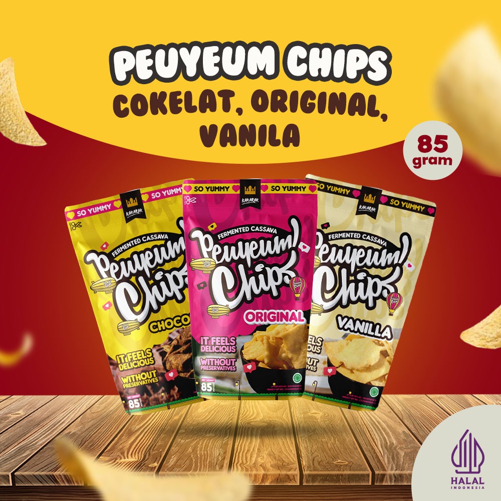 

Kakarak - Peuyeum Chips Vanilla Chocolate Original - Cemilan Keripik Peuyeum Berbagai Varian Rasa - 85gr