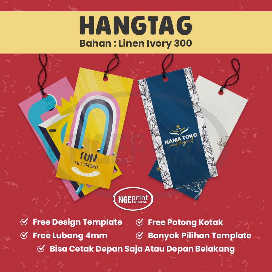 

Hang Tag [IVORY] / Hang Tag Label Baju / Hang Tag Bahan Ivory 300 / Label Baju / Hang Tag Custom Ulang Tahun Anak