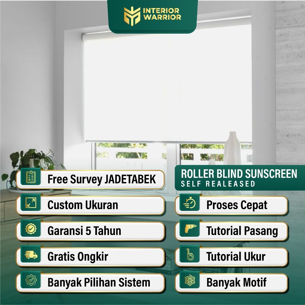 Roller Blind Outdoor Sunscreen Self Released / Turun otomatis - Naik kerek Manual / Sharp Point / Ti