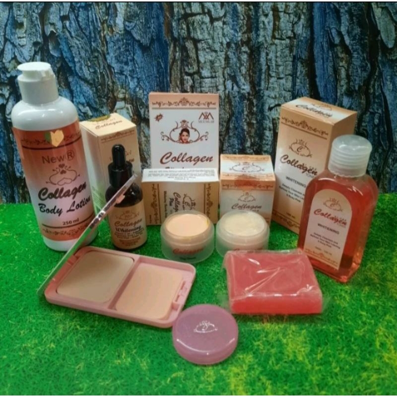 ( 7iN1 ) PAKET COLLAGEN TERLENGKAP (TONER, CREM, SABUN, BEDAK, SERUM, B.LOTION)