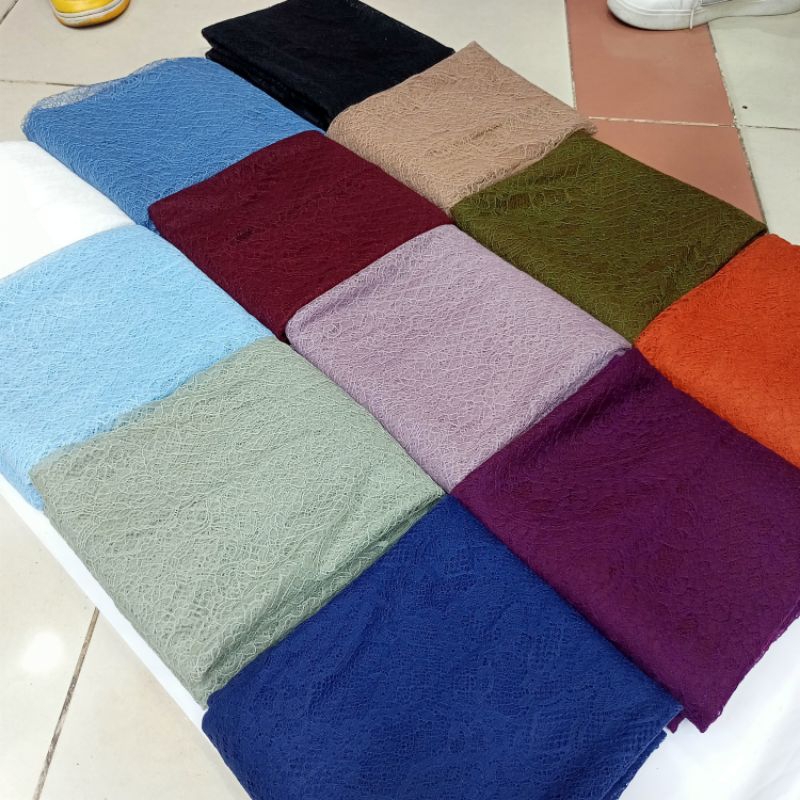 Kain Brukat Santili Panelan (Semi Prancis) | Kain Brokat CHANTILLY | Kain Brokat Kebaya | Harga Perp