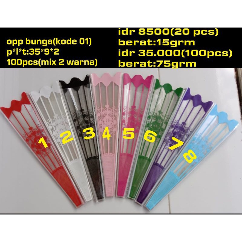 PLASTIK OPP BUNGA 100 PCS/ BAHAN KERAJINAN