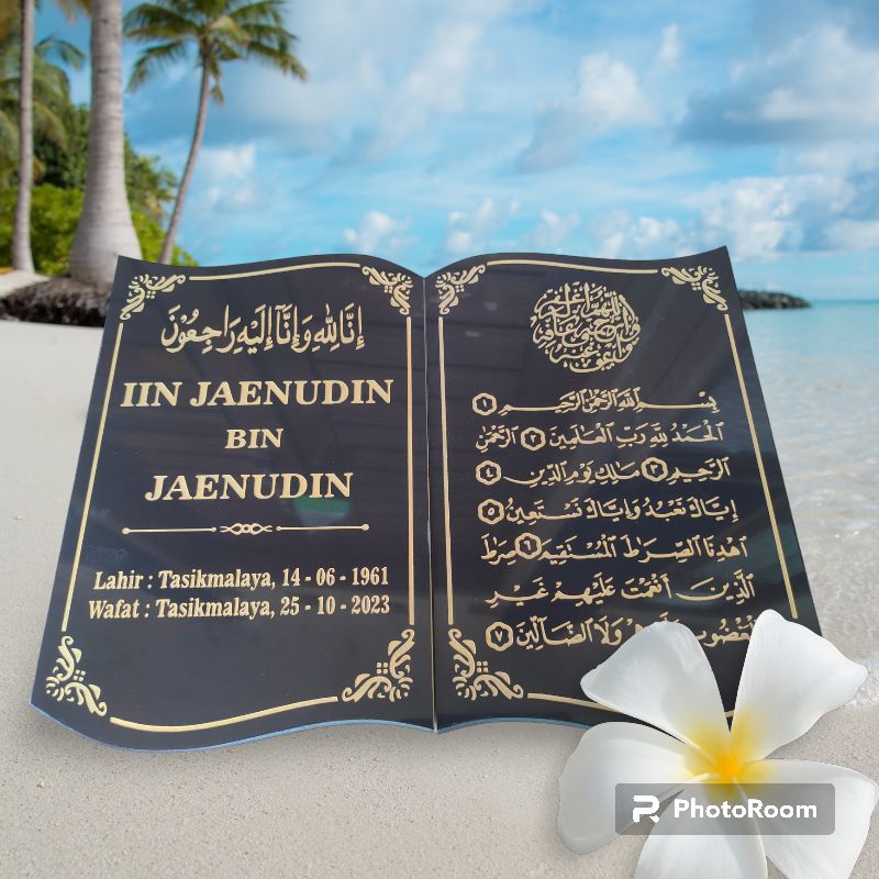 NAMA NISAN MAKAM BENTUK BUKU UKURAN 30 X 40 CM LEMPENGAN NAMA NISAN MAKAM