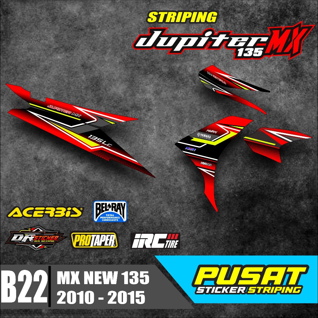 Striping Motor Jupiter MX NEW 135 One Set Kanan Kiri- Sticker New Desain Semifull Racing