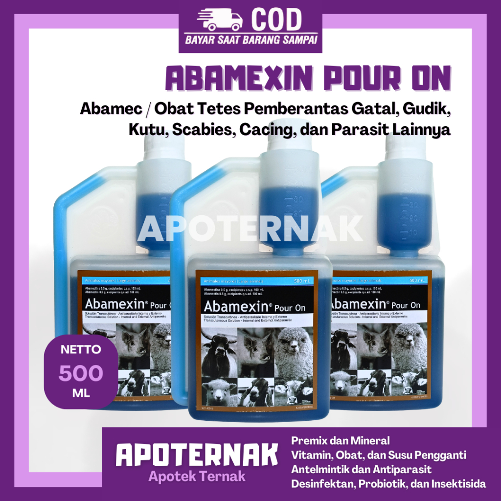 ABAMEXIN Por On 500ml - OBAT LSD Tetes Obat Parasit Tetes Obat LSD Gatal Gudik Kutu Scabies Cacing d